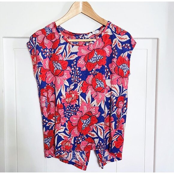 Sigrid Olson Linen Peony Pattern T shirt Size M - Picture 1 of 2